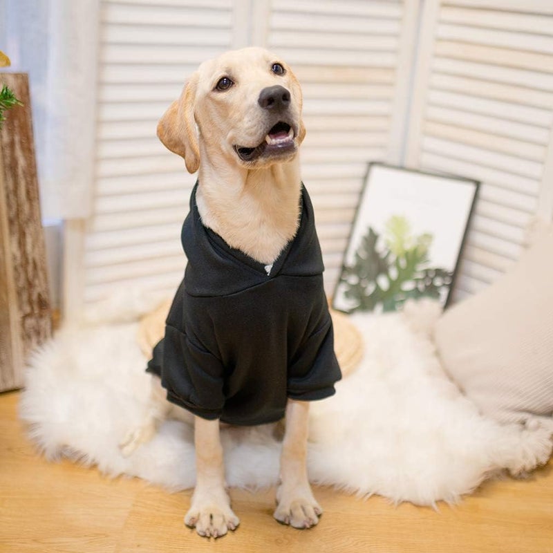 KOOLTAIL Basic Dog Hoodie - Soft and Warm Dog Hoodie Sweater with Leash Hole and Pocket, Dog Winter Coat, Cold Weather Clothes Sweatshirt for Small Medium Large Dogs Puppy Cat Boys Girls Black L - Image 2